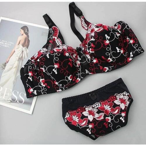 Seven Wish Underwear Ultra Thin Transparent Bra And Panties Large Size Lace Brief Sets See Through Lingerie underwear women Bra