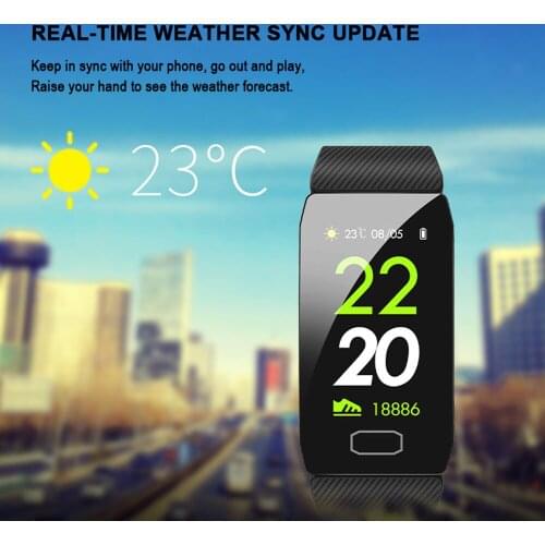 New 1.14 Smart bracelet weather display blood pressure heart rate monitor fitness tracker, watch waterproof men, women, children