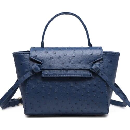 2021 New Arrival Ostrich Blue Trapeze Bag Women Luxury Brand Top Handle Brand Handbag Lady Bag Purse