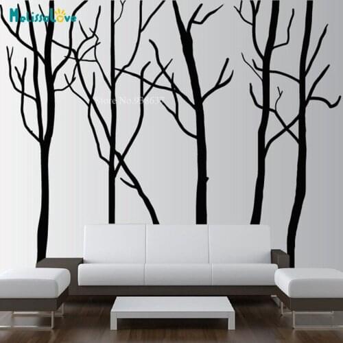 Huge Tree Decor 6 Trees Living Room Bedroom Decal Nature Forest Wallpaper Mural Wall Sticker Vinyl poster BB057