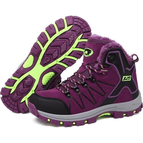 Couple High-top Hiking Shoes Round Toe Strap PU Outdoor Sports Shoes Breathable Wear-resistant Flat Casual Shoes Men Zapatillas