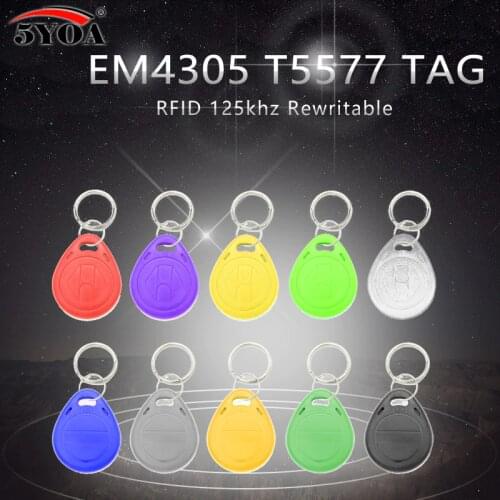 50pcs EM4305 T5577 Copy Rewritable Writable Rewrite Duplicate RFID Tag Can Copy EM4100 125khz card Proximity Token Keyfobs Ring