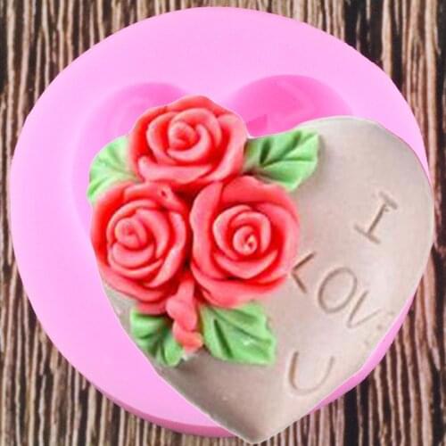 Rose Flower Silicone Molds Heart Shaped Flower Fondant Chocolate Mould Cake Decorating Tools Polymer Clay Candy Moulds