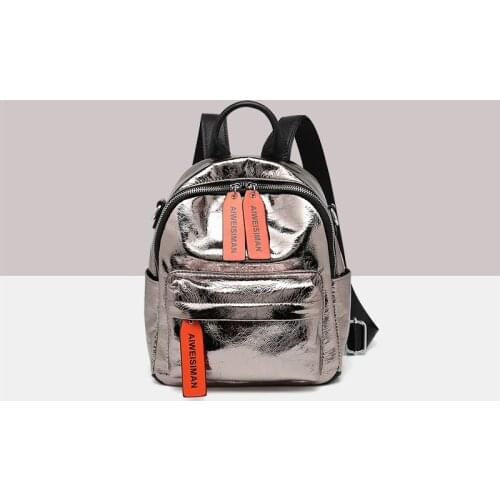 Street 100% Real Leather Backpack Female Fashion High Capacity Zip Black Travel Backpack Waterproof Casual School Backpack