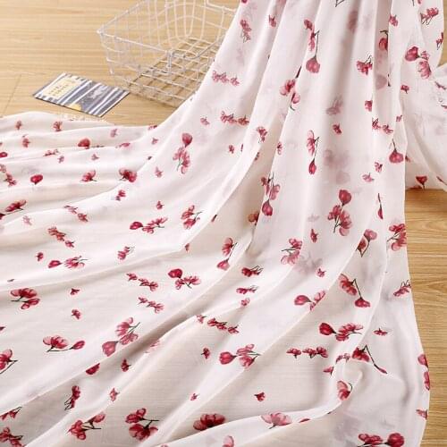 Scarf Chiffon Flower Print Fabric 75D Soft Bridal Dress Material Fabric