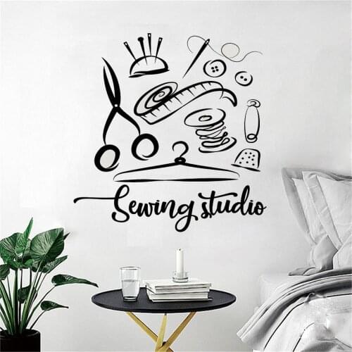 Sewing Studio Wall Sticker Atelier Home Decor Handmade Tailor Window Decoration film Mural Vinyl Wall Decals ph297