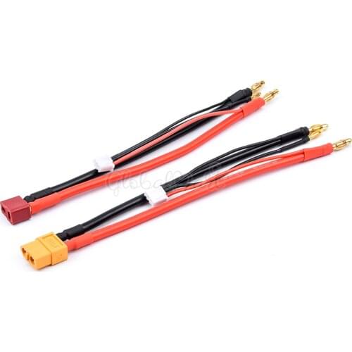 Silicone wire + 2S Lipo battery model plug 4MM / 2s balance head T / XT60 charging wire connect line For RC DIY model
