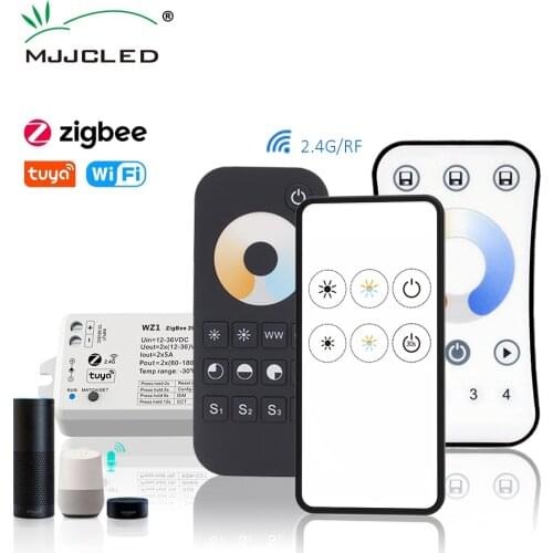 Zigbee Dimmer 12V DC 24V 36V 2CH 10A Dimer Tuya Smart Switch 2.4G RF WIFI Wireless Remote for CCT Single Color Strip Light WZ1