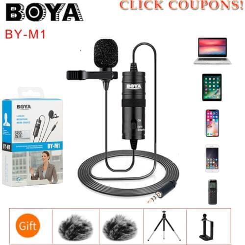 BOYA BY-M1 BYM1 M1 Label Lavalier Omni-directional Condenser Microphone for iPhone Android SONY Canon Nikon DSLR Audio Recorders