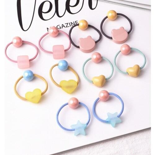 10pcs/lot Childrens cartoon elastic hair band bow flower hair rope elastic hair accessories hair band five-pointed star