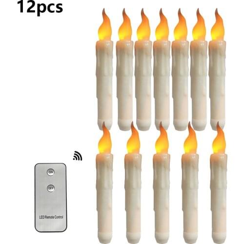 12Pcs/set LED Tea Light Candles Remote Control Flameless Taper Candles For Wedding Birthday Dinner Party Festival Decoration