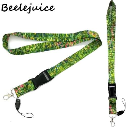 24pcs Van gogh oil painting Patch of Grass Lanyard Badge ID Lanyards/ Mobile Phone Rope Key Lanyard Neck Straps Accessories
