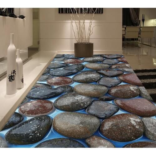 3D Floor PVC Wallpaper Self-adhesive Floor Mural Cobblestone Stone Floor Painting Modern Custom 3D Floor Mural