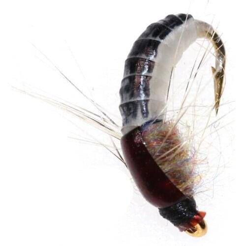 6Pcs/Set # Newly 12 Realistic Nymph Scud Fly for Trout Fishing Artificial Insect Bait Lure Simulated Scud Worm Fishing Lure