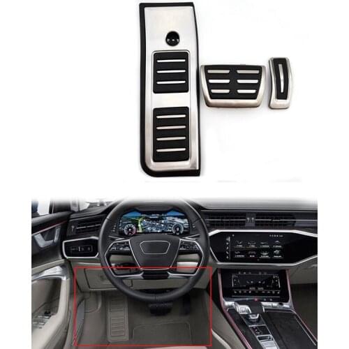 Car Fuel Brake Foot Rest AT Pedals Plate Accelerator Brake Pedal Pads Stickers For- A6 C8 Type 4K Ab 2019 2020