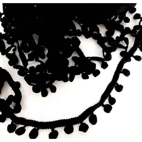 Black color pompom ribbon ornament