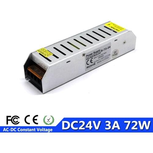 Single Output Power Supply DC24V 3A 72W Led Driver Transformer 100-240V AC To DC 24V SMPS For Led Strip Display Light 3D Printer