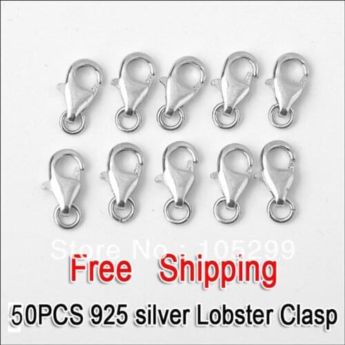 Fast Shipping High Quality 50PCS 925 Sterling Silver Lobster Clasp Women Necklace Bracelet Making DIY Jewelry Findings