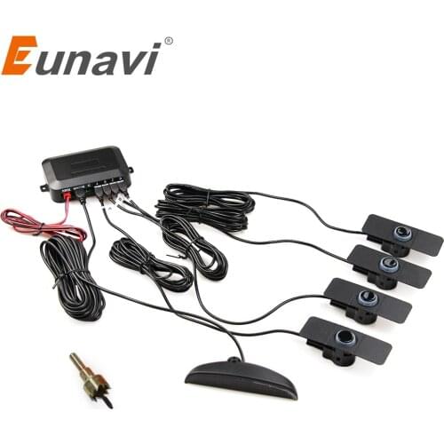 Eunavi 16.5mm Auto Original Flat 4 Sensors Car Parking Sensor LED Display Monitor Car Reverse Backup Radar Detector system
