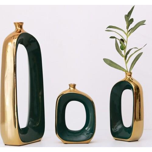 European Blue Phnom Penh Family Vase Table Floral Arrangement Floral Creative Hollow Luxury Ceramic Flower Vase Home Decoration