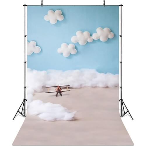 Newborn Photography Backdrop Blue Sky Cloud Baby Toy Plane Kids Child Backdrops Photocall Decor Photocall Backdrop Photo Studio