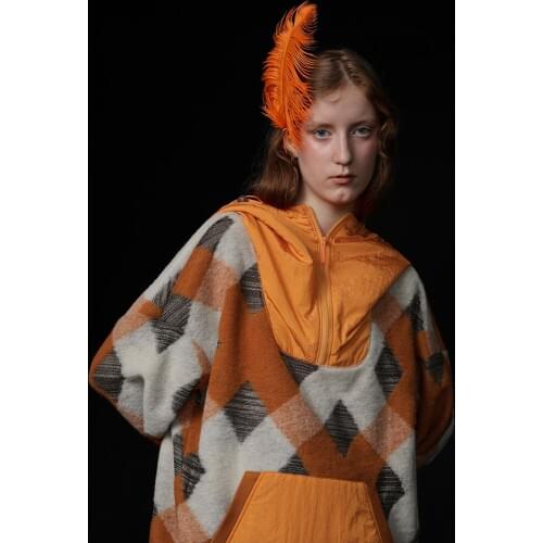 IRINACH42 Fall Winter 2019 new arrivals long oversize plaid wool hoodies women