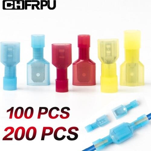 100Pcs 50sets 200PCS 100sets Spade type insulated terminal female and male connector terminal cable butt joint terminal crimping