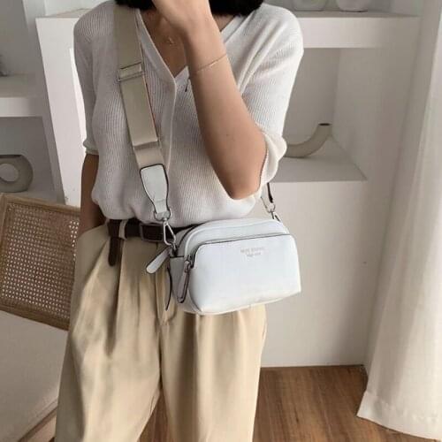 Quality Bags For Women 2021 Fashion Wild Small Square Bag Wide Straps Female Shoulder Bag Casual Solid Color Lady Messenger Bag