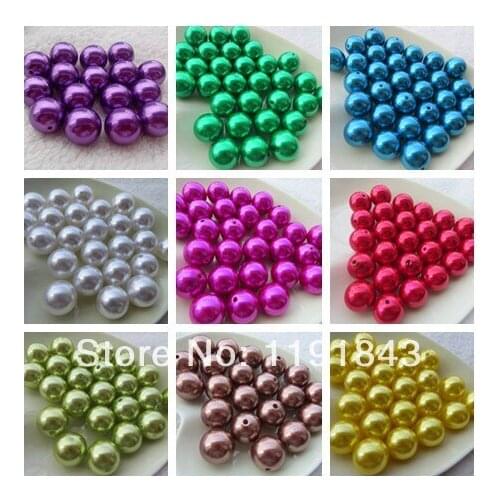 Kwoi vita Mix Colorful Chunky Fashion 20mm 100pcs a lot , Loose Imitation Plastic Pearl for Chunky Beads Jewelry