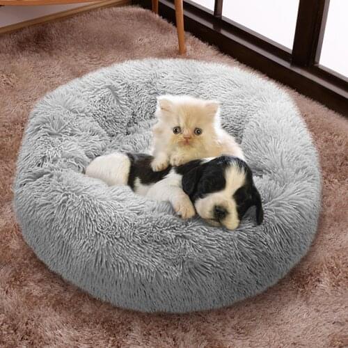 Cat Beds House Round Soft Long Plush Best Pet Dog Bed Cat Mat Animals Sleeping Sofa For Dogs Basket Pet Products Cushion Cat Bed