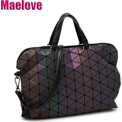 Maelove Luminous Bag 2021 Geometric Lattic Diamond Plaid Handbags Shoulder bag Hologram Laser silver Drop Shipping