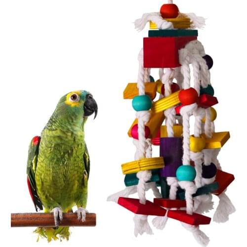 Small and Medium Parrots Toy Birds Toys Colored Building Blocks Bite Toy Cotton Knots Bite Strings