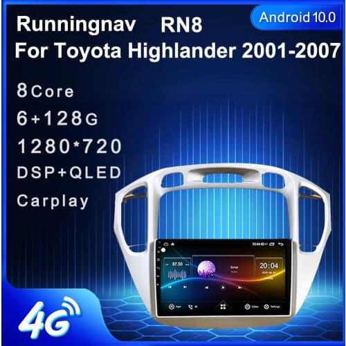 4G LTE Android 10.1 For Toyota Highlander 2001-2007 Car Radio Multimedia Video Player Navigation GPS
