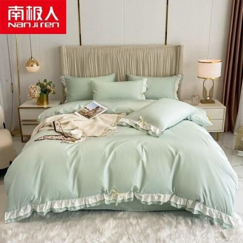 NANJIREN Home Textile Products Duvetcover&2pcs Piilowcase&1 Sheet Casual Polyester Water Wash Korea Style Girls Bedding Set