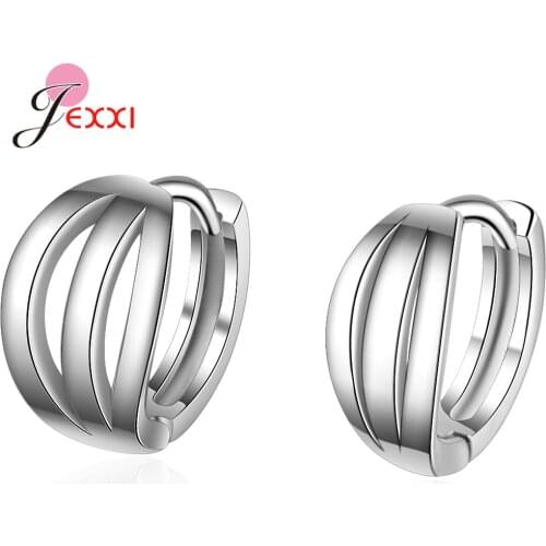 Genuine 925 Sterling Silver Hoop Earrings New Arrivals Female Fashion Jewelry For Women Wedding Dating Dance Party Fast Shipping