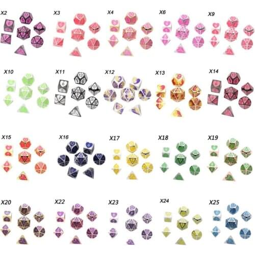 New Metal Dice Set DND Board Game 7pcs Polyhedral Dice for RPG Role Playing Game and Math Teaching