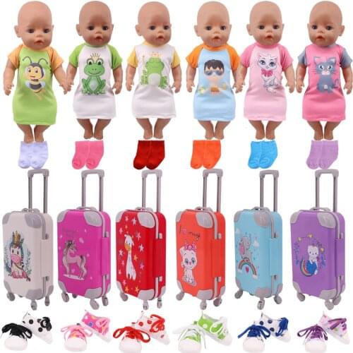 Doll Clothes Long Shirt,Trunk,Canvas Shoes,Socks 4Items/Set For 18Inch American &43Cm Reborn Baby Doll Accessories For Girl Gift