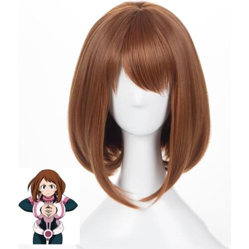 My Hero Academia Ochako Uraraka Cosplay Wig Short Brown Bob Heat Resistant Cosplay Costume Hollowen Cos Custome Wig