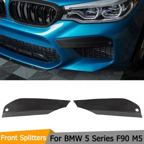 For F90 Carbon Fiber Front Bumper Lip Splitters Fog Light Cover For BMW 5 Series F90 M5 2018 - 2020 Cupwings Flaps Winglets