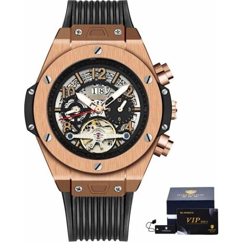 Relogio Automatic Mechanical Watch For Men KIMSDUN Brand Fashion Luxury Rose Gold Silver Case Watch Military Tourbillon Clock