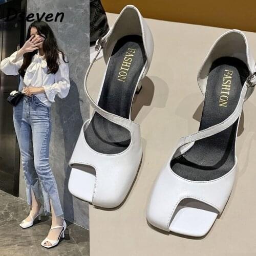 Fashion High Heels Women Sandals Female Summer New Half Open Toe Square Toe Sandals Ladies Shoes sandales pour femmes
