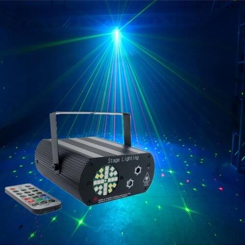Stage Lighting12 Patterns Laser Projector Party Lights 24 LED Strobe Disco Light Sound Activated for Xmas Club Bar