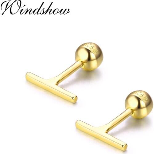 Cute 925 Sterling Silver Gold Color Slim Bar Screw Back Stud Earrings For Women Girls Piercing Jewelry Orecchini Aros Aretes