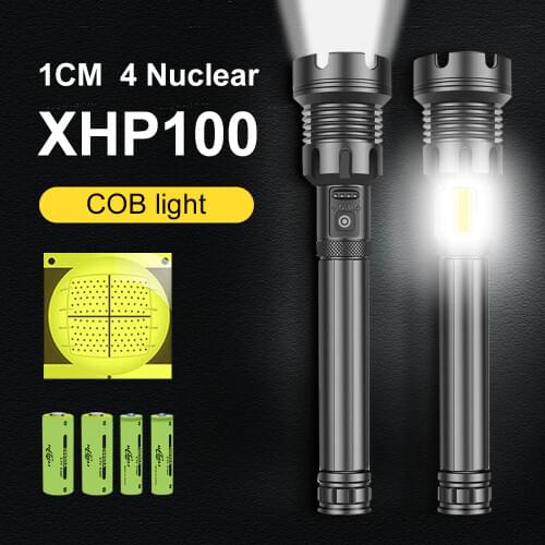 XHP100 Super Bright Flashlight Led 1000 Meters 500000 Lumen Tactical Flashlight Usb Rechargeable XHP90 COB Torch Flash Light Led
