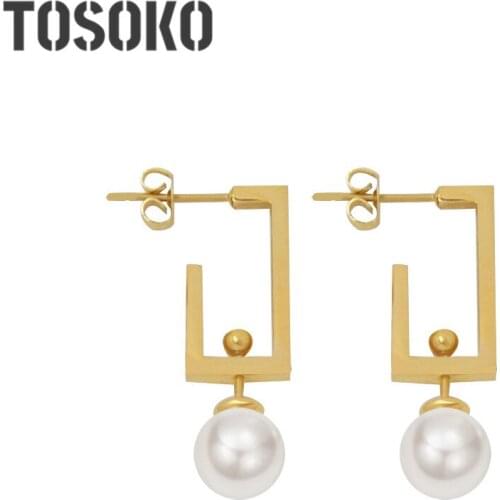 TOSOKO Stainless Steel Jewelry Detachable Multi Wearing Pearl Earrings Womens Simple Retro Earrings BSF512
