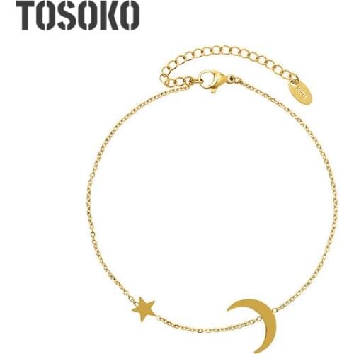 TOSOKO Stainless Steel Jewelry Star Moon Ankles Womens Sweet Ankles BSS107