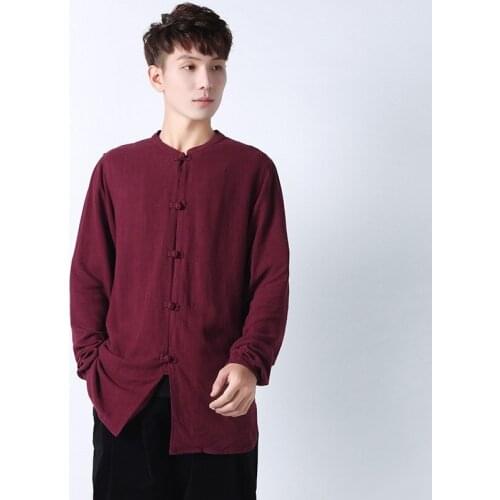 Traditional Chinese Clothing For Men Tang Suit Plus Size Hanfu Men Kung Fu Clothes Linen Harajuku Long Sleeve Coats Male KK3617