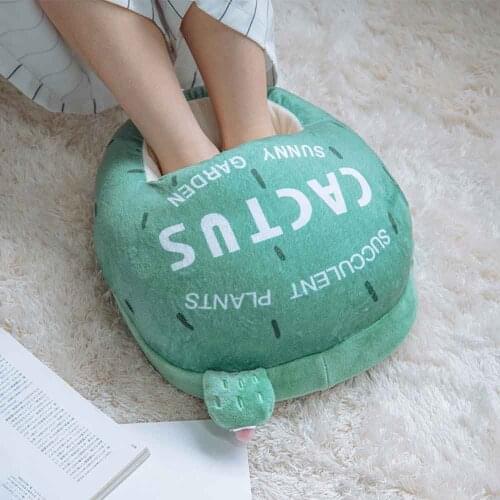 USB warm treasure foot warmer removable washable Ottomans warmers electric shoes Cartoon pillow heating cushion winter gift