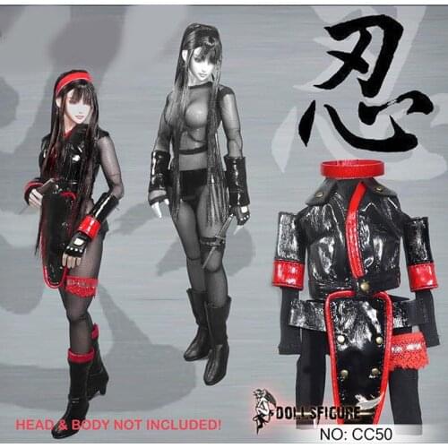 In Stock 1/6 Scale Sexy Japanese Female Ninja Suit Clothes with Gloves Model Fit 12'' Action Figure Body