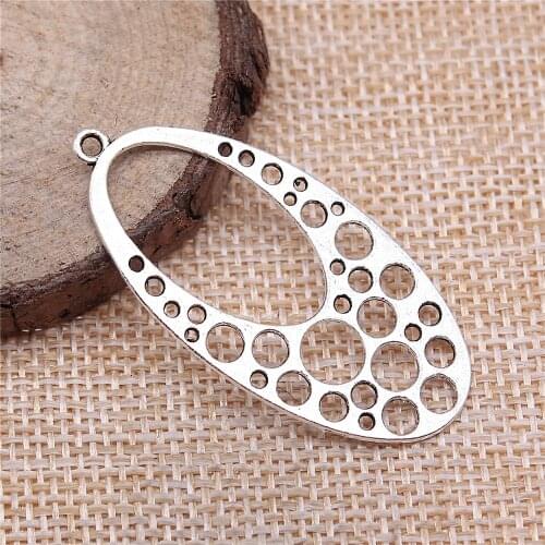 WYSIWYG 4pcs Perforated Earrings Diy Jewelry Findings Accessories Charms Antique Silver Color 23x47mm